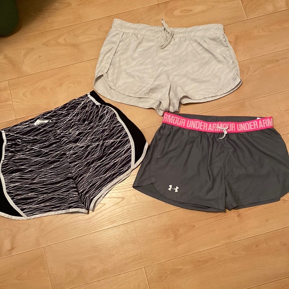 Athletic Shorts Size 8-10 — 3 different brands — white, gray, black shorts - Picture 1 of 4
